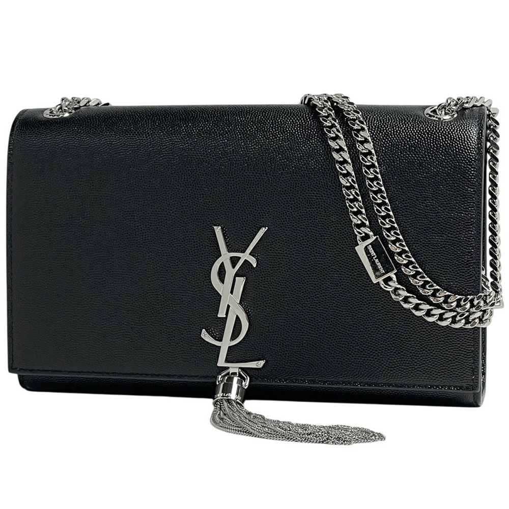 Saint Laurent Kate Monogram Chain Shoulder Bag Leather Black